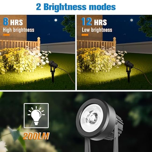 APONUO Solar Spot Lights Outdoor 4-in-1 Solar Landscape Lights Dusk to Dawn Solar Uplights IP65 Waterproof 9.8ft Cable Outdoor Spot Lights for Yard Pathway Garden Tree Decoration (Warm White)