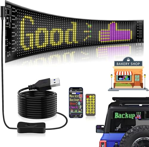 Image of AutoBizarre Flexible Waterproof DIY Customizable LED Matrix Panel Display Screen Sign Board with Mobile Application and Remote Control for Cars, Home, Office, Shops etc (Multicolor, Large- 60x12 Cm)