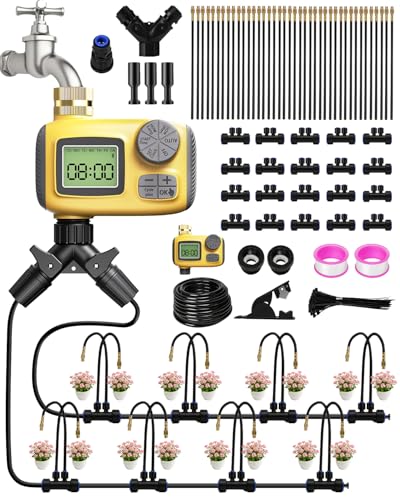 66FT Drip Irrigation System with Timer, Automatic Watering System...