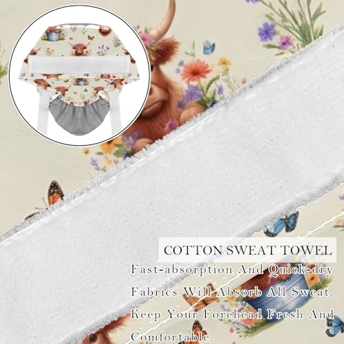 Image of 2 PCS Bouffant Cap with Button Ponytail Pouch Working Cap Sweatband Adjustable Surgical Cap Black and White Cow
