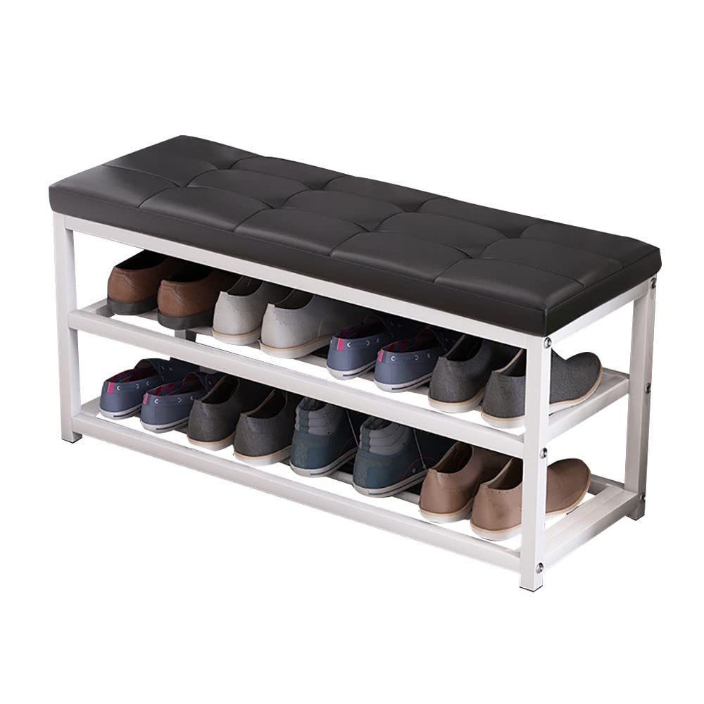 Banc à chaussures en acier avec siège rembourré pour entrée 70/90 cm