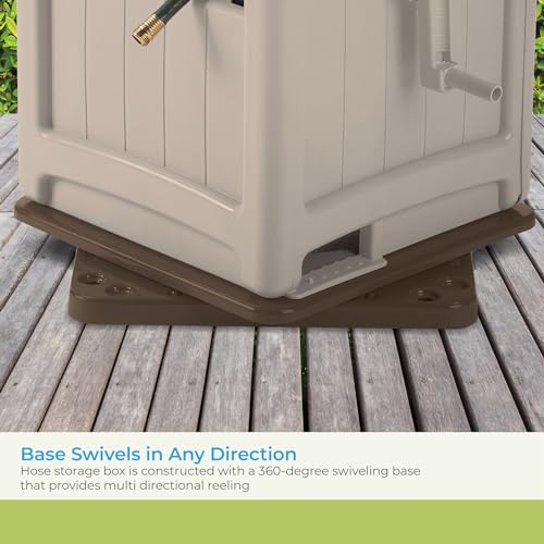 Suncast 225 ft. Swivel Hideaway Hose Reel with Hose Guide and Crank Handle, Mocha/Taupe