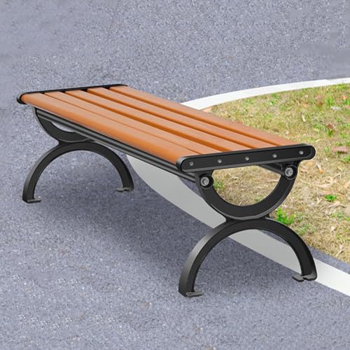 Banc de jardin en bois massif résistant à la corrosion et cadre métallique 150 cm - 2