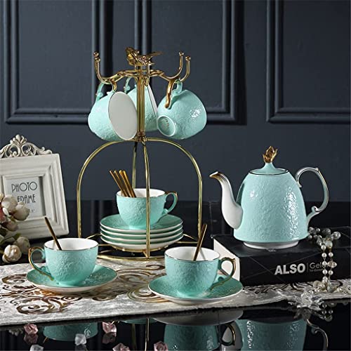 Taza de café Juego de Taza y platillo de café con Borde Dorado Bone China Juego de té de la Tarde para el hogar… - Imagen 5