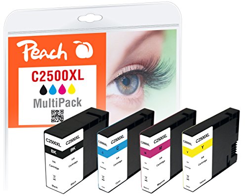 Peach Multipack avec Puce, Compatible avec Canon PGI-2500 XL