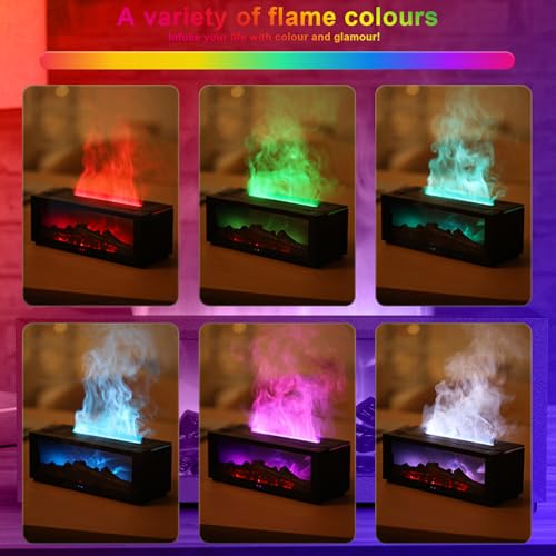 Image of Fireplace Essential Oil Diffuser, 150ml Aromatherapy Diffuser, Ultrasonic Cool Mist Humidifier, 7 Colors Firelight Flame Diffuser with Remote for Home Office