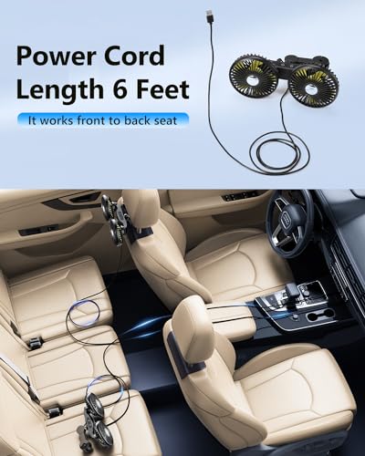 DICMKY Dual Head Car Cooling Fans for Back Seat for Kids Battery Powered Rechargeable Usb - image 6