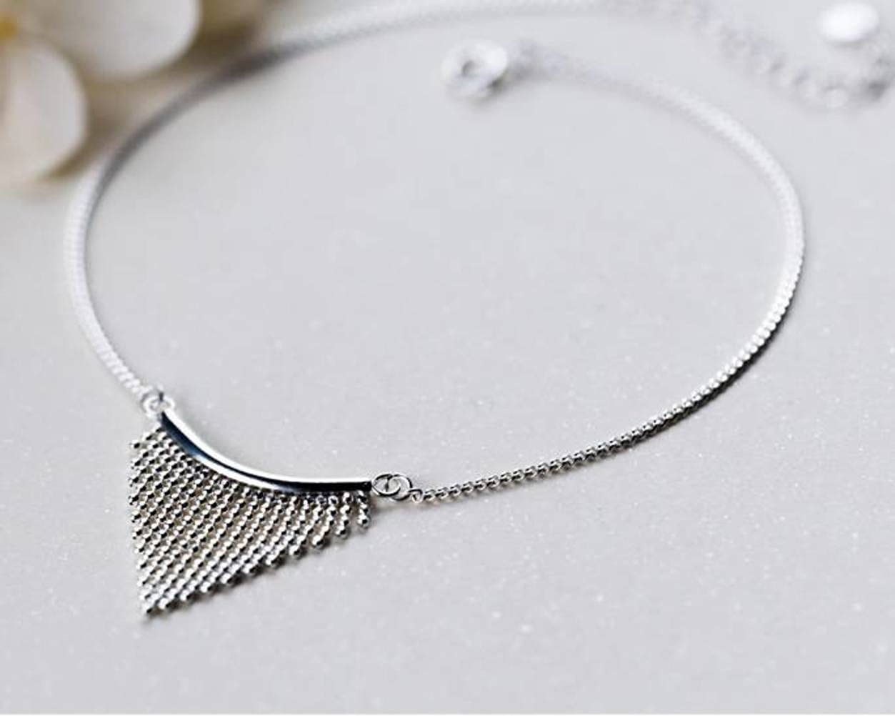 LYGBAOFUL S925 Anklet, damska mała frędzlowa bransoletka na kostkę dla kobiet s925 Anklet