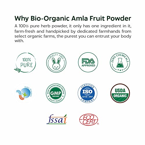 Image of INDUS VALLEY 100% Bio Organic Amla Powder (Indian Gooseberry Powder) Phyllanthus emblica | Natural & Fresh For Healthy Hair - 200 gm