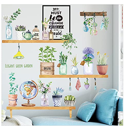 Adesivi Murali Removibili Verde Pianta 30x90cm - Decorazione Parete Acquerello Fai Da Te