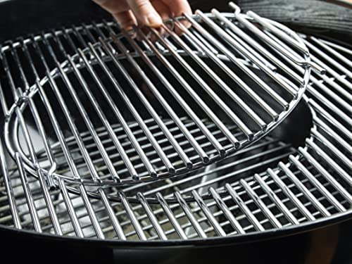 Image of Weber Master-Touch Charcoal Grill, 22-Inch, Ivory - Premium Outdoor BBQ Grill with Tuck-Away Lid Holder & One‑Touch Cleaning System, Porcelain‑Enameled Kettle
