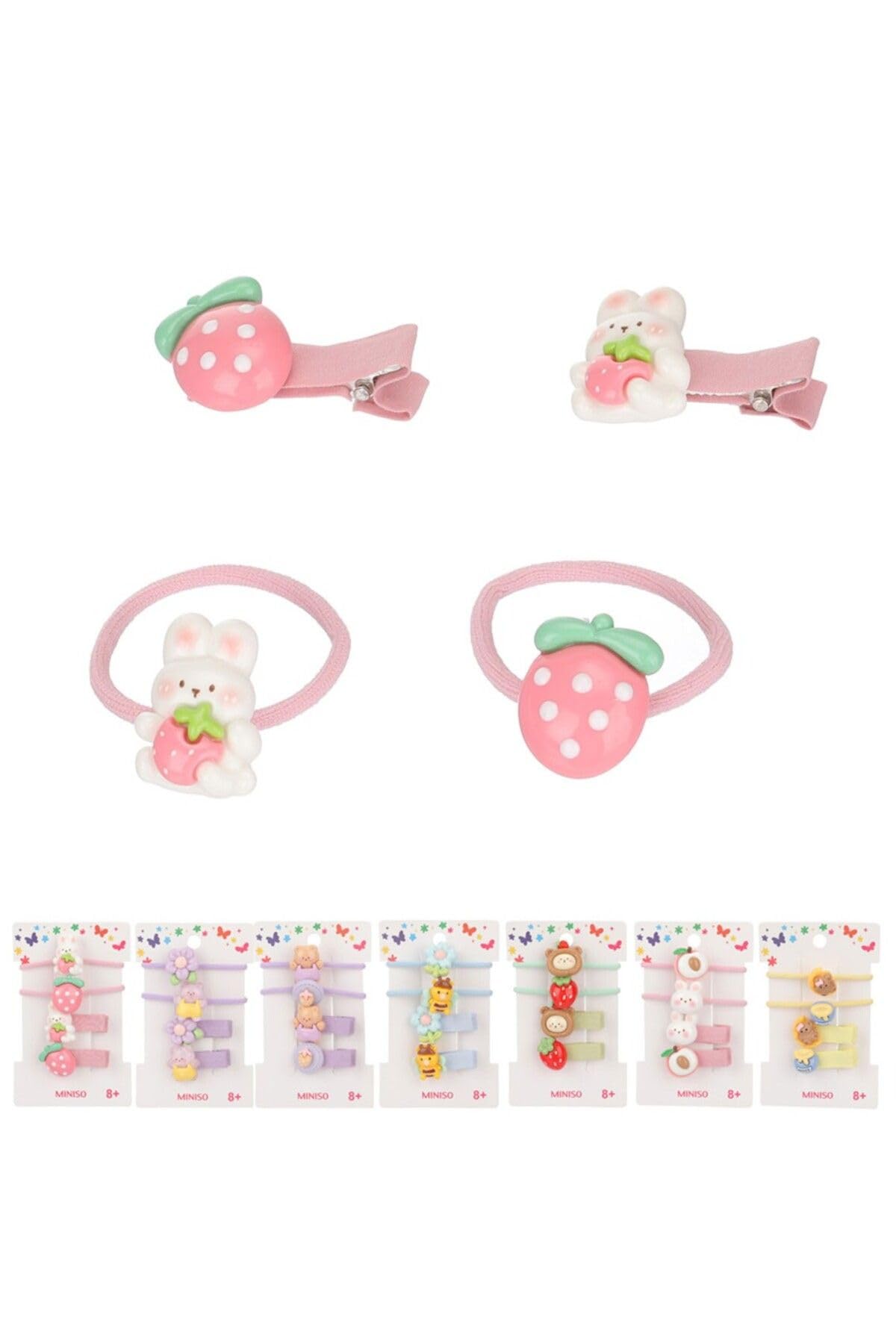 Miniso Sevimli Hayvan Figürlü 4'Lü Saç Tokası Seti - Renkli Ve Eğlenceli Saç Aksesuarları