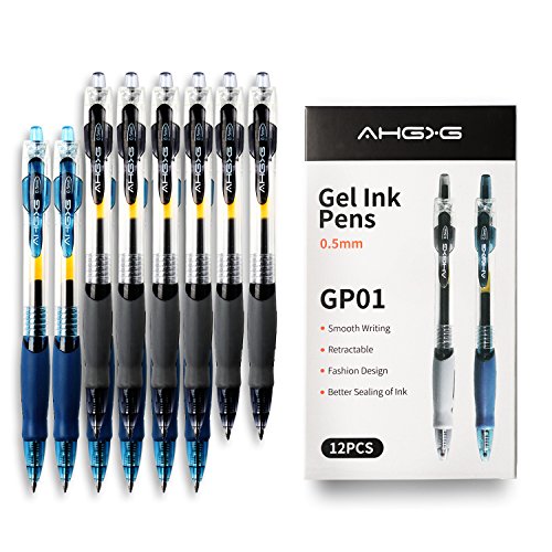 AHGXG Gel Pens, Fine Roller Ballpoint Pens Premium Retractable Ink Pens