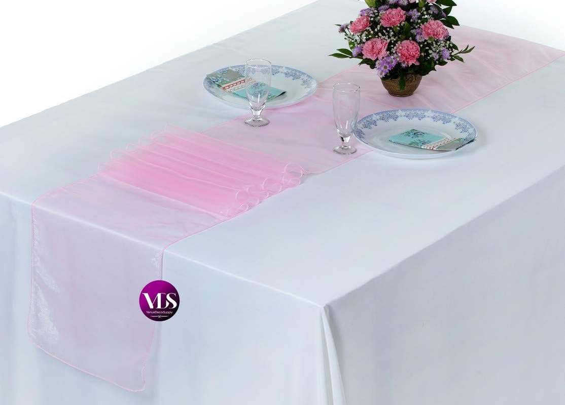 VDS Pack of 10 Organza Table Runners Centerpiece Cloth Linen for Wedding Baby Shower Ceremony Events Party Dinner Table Decoration (12 x 108 inch)(Gold)