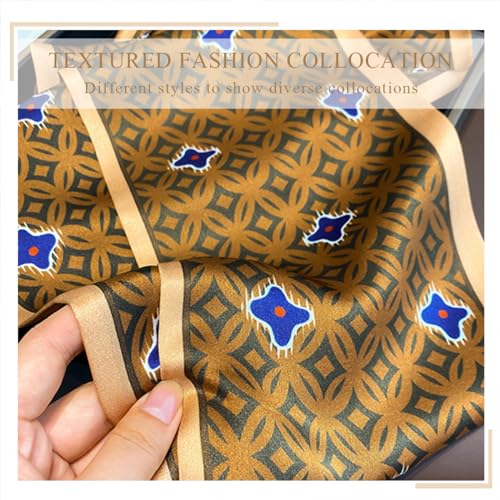 Women Skinny Silk Scarf Narrow Long Neckerchief Classic Retro Geometric Pattern Handbag Ribbon Headdress Hairband4