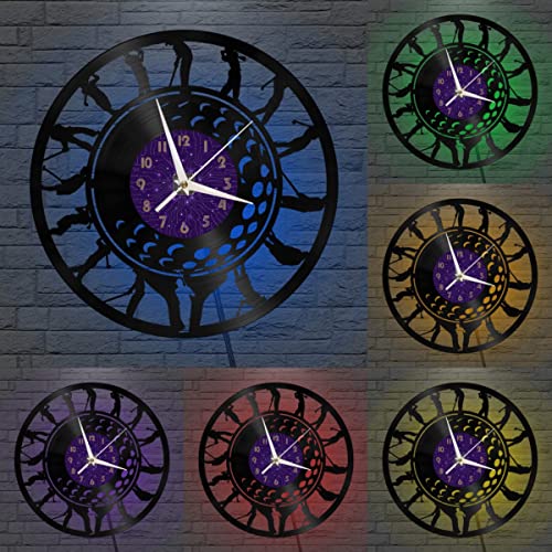 Horloge Silencieuse Golf 2 Vinyle pour Mur Sombre Salon Lumineux LED - 3