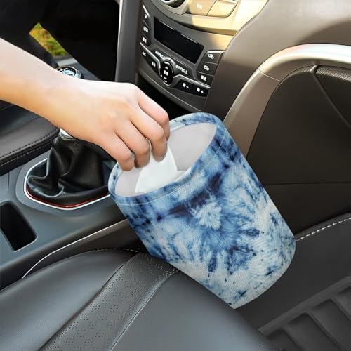 Image of Abstract Tie Dye Car Trash Can - Cute，Portable,Collapsible Back Seat, Front Console, Floor, or Hanging Headrest Waste Basket Car Garbage Bag
