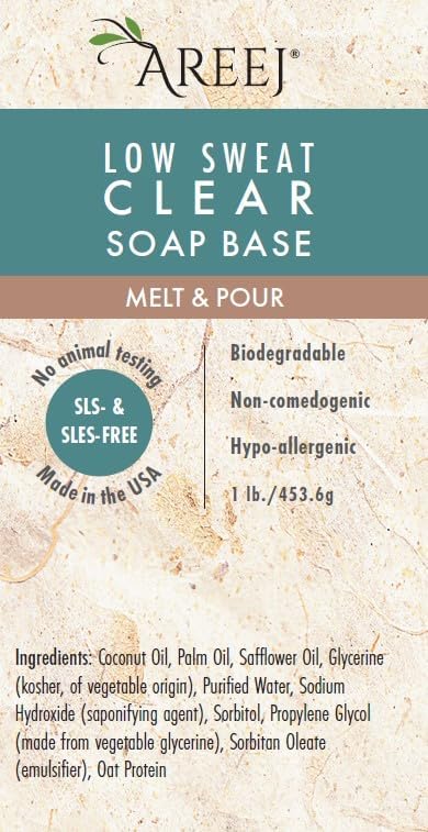 Miniatura 7 de Areej Base de jabón transparente de bajo sudor, estilo derretimiento y vertido, hipoalergénico, sin OMG, sin SLS, glicerina 100% natural, hecho a