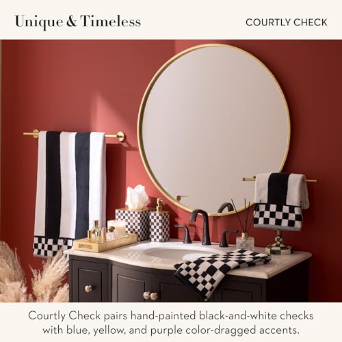 Image of MACKENZIE-CHILDS Glass Soap Pump, Black-and-White Courtly Check