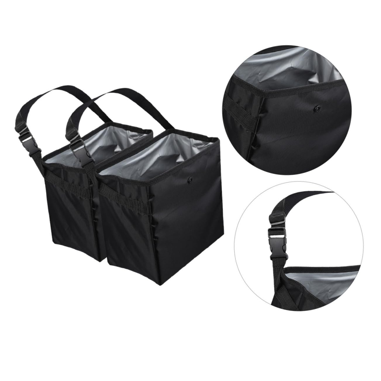 2 Stück Auto Mülleimer 8, 5l Schwarz Tragbar für Reise | Nylon und Pvc, für Camping und Heimorganisation, Passend für Reisebedarf und Ausrüstung