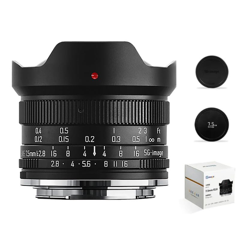 SGimage 7.5mm F2.8 Obiettivo Fisheye ultra-grandangolare Obiettivo per fotocamere con attacco EOS-RF | Leggero 326 g | Struttura in metallo, fotografia del cielo stellato, campo visivo di 170°