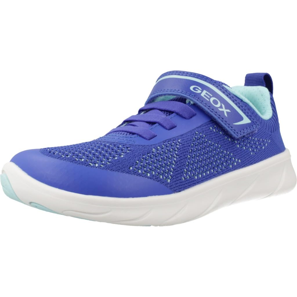Geox Foot-Run J65PDB 06K9J Jungen Sneakers | Barfußschuhe, Royal/Watersea, Blau, Klettverschluss, Atmungsaktiv, Kinder, Schuhe