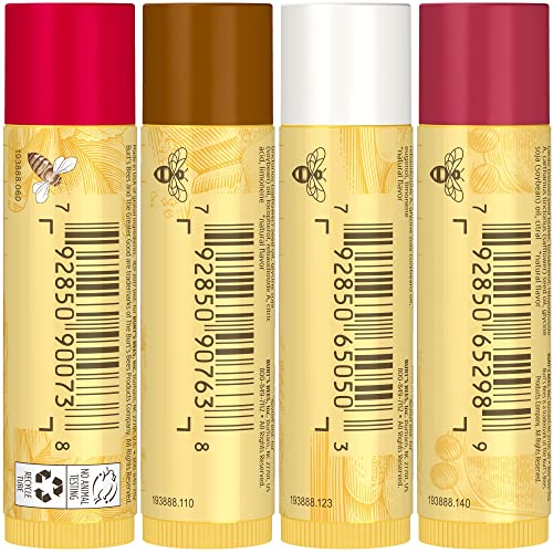 Burt's Bees Lip Balm, Moisturizing Lip Care, Festive Fix Set - Peppermint, Salted Caramel, Cranberry Spritz & Shortbread Cookie (4 Pack) #TOP5