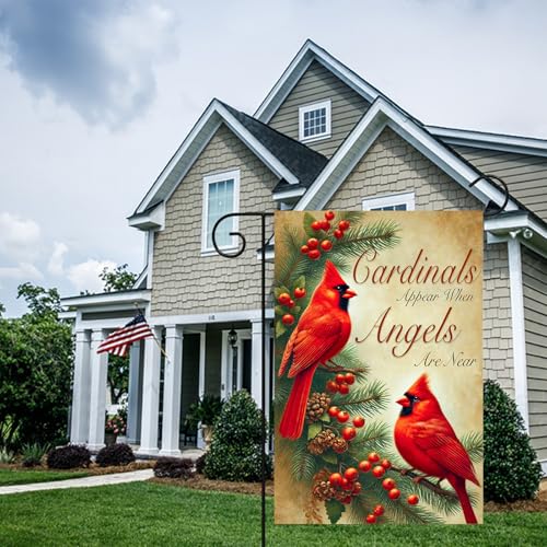 Image of BlissYard Christmas Red Bird Garden Flag 12x18 Inch Polyester