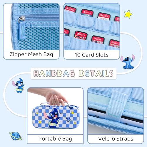 GLDRAM Estojo De Transporte Azul Para Nintendo Switch E Acessórios, Pacote De Estojo De Viagem Com C