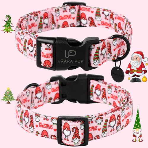 Image of Christmas Dog Collar, Cotton Pink Christmas Collar for Medium Girl Boy Dog, Comfortable Dogs Collars with Durable Buckle, Adorable Pet Collars, XS, Neck 8-12in