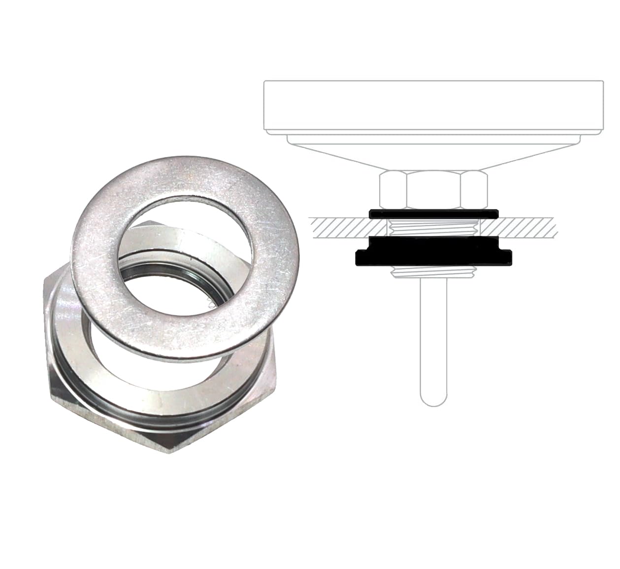 Suitable for DIY Installation of BQ300 Grill Thermometer Mounting Kit, Including Gaskets and Fastening Nuts,Thermometer Installation Kit for Replacement Barbecue thermometers,1/2