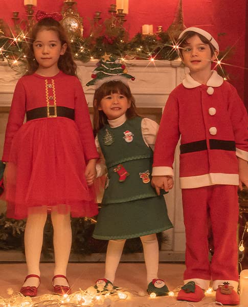 Ozkiz Christmas Dress for Girls Toddler Sleeveless Green Tree Dresses Party Holiday3