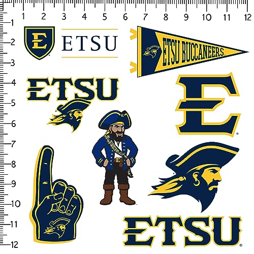 Image of East Tennessee State University 8ct Vinyl Large Deluxe Stickers Variety Pack - Laptop, Water Bottle, Scrapbooking, Tablet, Skateboard, Indoor /Outdoor - Set of 8