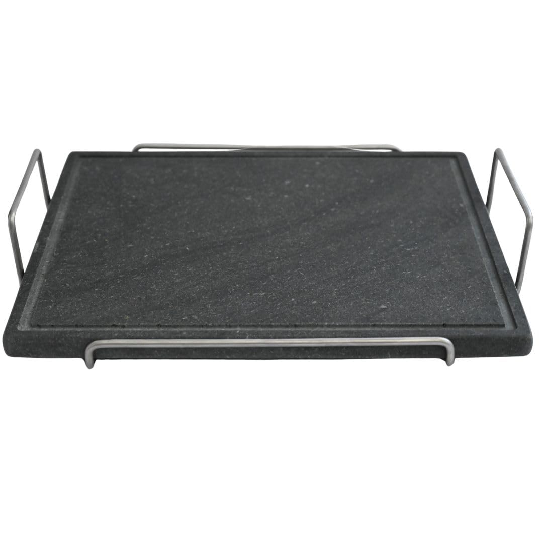 PIASTRA PIETRA LAVICA OLLARE + TELAIO INOX 39 X 35 X 2 PER PIZZA FORNO A GAS ELLETRICO BARBECUE REFRATTARIA PER CARNE BISTECCHIERA ANTIADERENTE