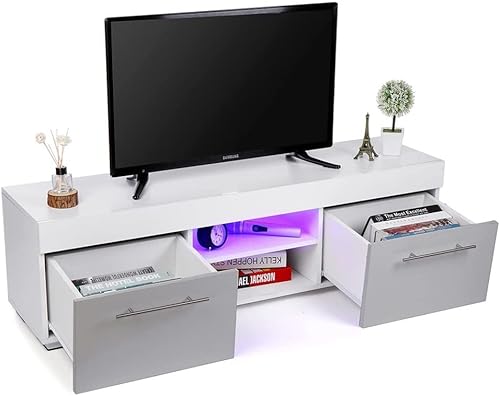 Miniatura 2 de SHUAN Mueble de TV de alto brillo de 51 pulgadas para sala de estar, muebles de TV, muebles para el hogar