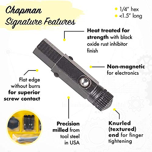 Chapman-MFG-1313-Allen-Hex-Screwdriver-Bit-Set-13-Pieces-Includes-USA-Made-Spinner-Ratchet-Hand-Tools-Soft-Vinyl-Case-Pocket-Size-Pack