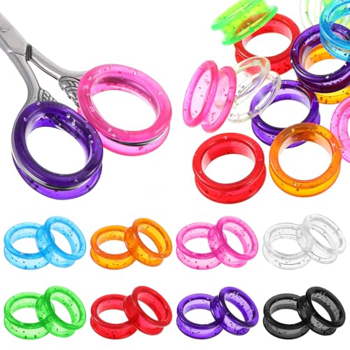 16 Pcs Silicone Scissors Finger Rings, Thumb Insert Finger Protection Ring for Pet Grooming Scissors Accessories, Barber Grips for Dog Hair Cutting