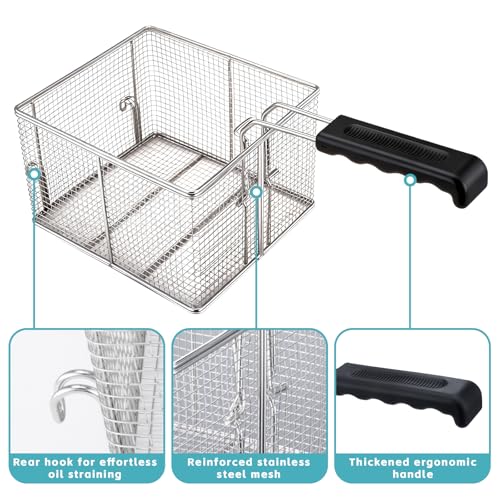 Cesta para Freidora Profesional WaterElfo, Construcción de Malla de Acero Inoxidable, 16.5 x 12 x 8.5 Pulgadas, Mango Ergonómico, Accesorio de Cocina de Calidad Profesional miniatura 6
