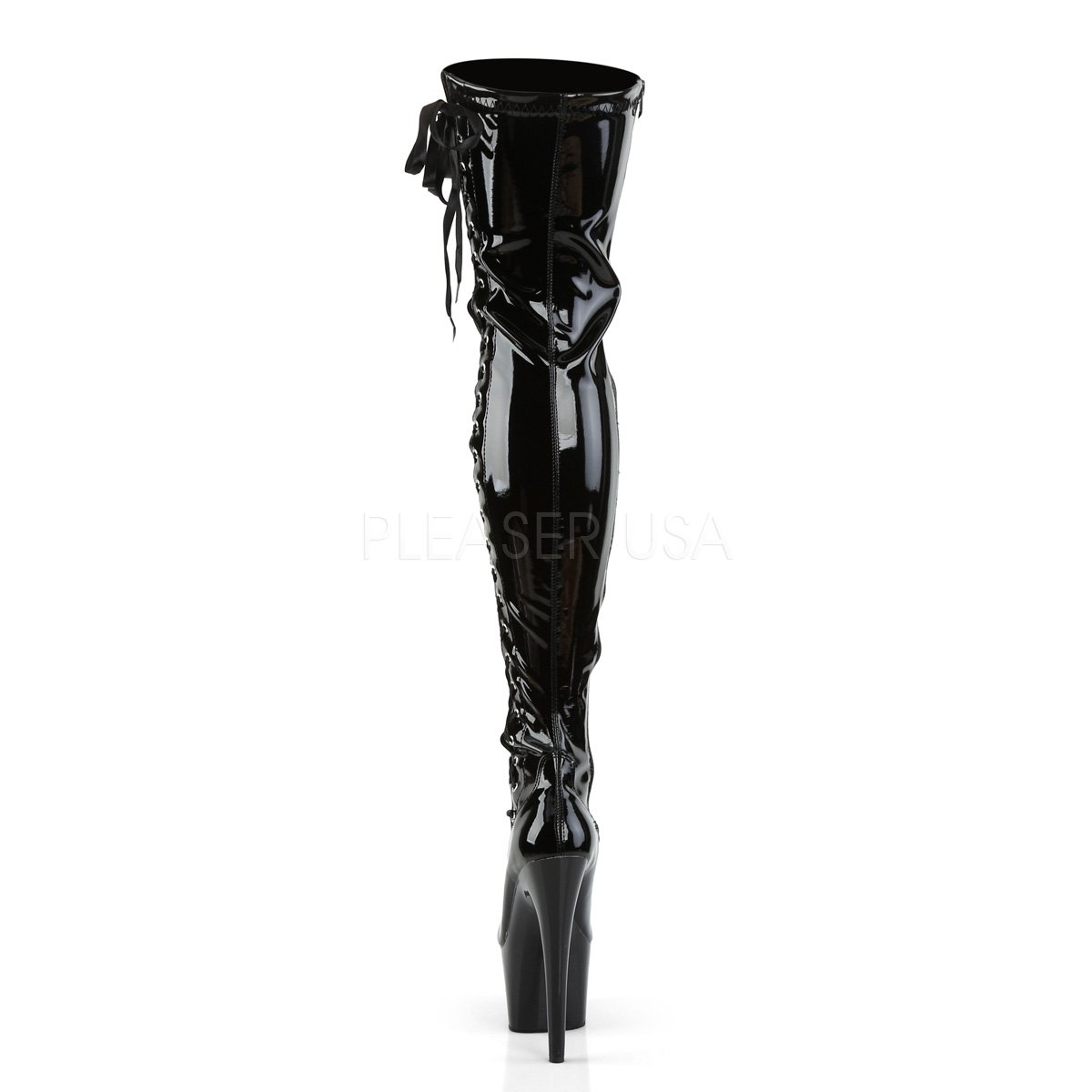 PleaserUSA Damen Plateau Overknee Stretch Stiefel Adore-3050 mit Schnürung