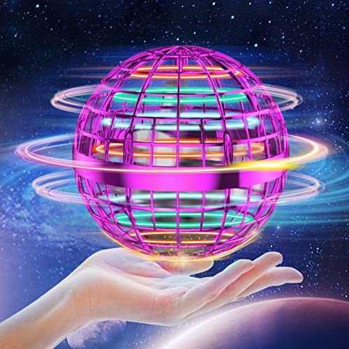 Flying Orb Ball Toy, Yamyshine 2021 Upgraded Pro Magic Nebula Orb Hover Ball Boomerang, 360Â° Rotating Flying Spinner Mini Drone for Kids, Floating Flying Ball (Purple)