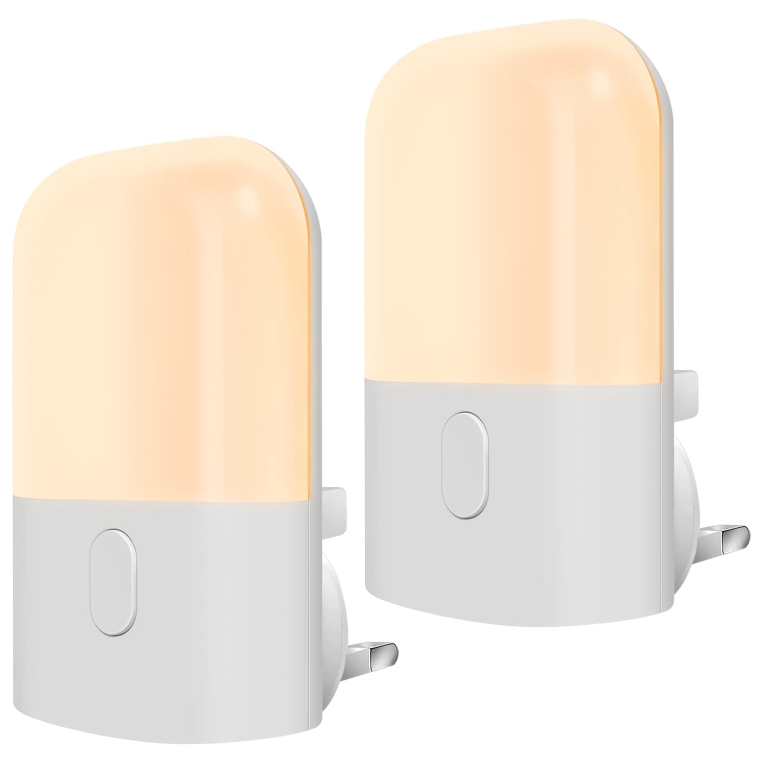 Night Light, Yakiter 2 Pack LED Night Lights Plug in Wall with Dusk to Dawn Photocell Sensor, Stepless Dimmable Night Light, 2700K Soft Night Light for Stairway, Bedroom, Hallway (White, A)