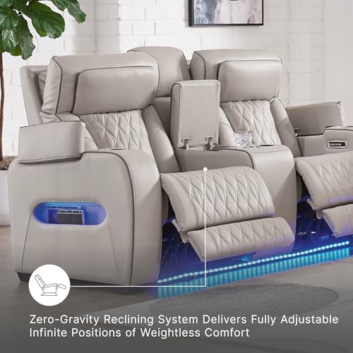 Signature Design by Ashley Power Reclining Loveseat with Console, Gray - image 4