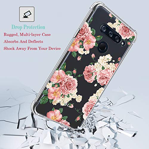 Ueokeird For Lg V30 Case, For Lg V30 Plus Case With Flowers, Slim Shockproof Clear Floral Pattern Soft Flexible Tpu Back Phone Protective Cover For Lg V30/V30 Plus/For Lg V35/V35 Thinq (Pink Flower) #TOP4