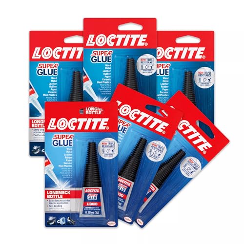 Image of Loctite Super Glue Liquid Longneck Bottle, 5g Bottle (Pack of 6) Instant Adhesive for Plastic, Wood & Metal, Clear Superglue with Extra Long Precision Nozzle, Quick‑Dry Formula