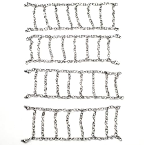 4 Pieces of TRX4M Climbing car tire Metal Anti-Skid Chains, Suitable for 1/18 RC Tracked car Snow Chains TRX4-M D110 Bronco SCX24 FMS Parts