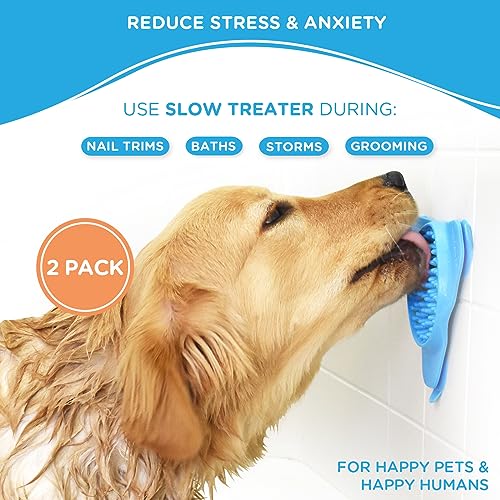 Aquapaw Premium Lick Mat for Dogs – 2 Pack | Dog Bath Slow Feeding Mat for Food, Treats & Peanut Butter | Anxiety Relief Dog Bathing Supplies | Dog Lick Mat with Suction Cups – Blue Aquapaw Premium Lick Mat for Dogs – 2 Pack | Dog Bath Slow Feeding Mat for Food, Treats & Peanut Butter | Anxiety Relief Dog Bathing Supplies | Dog Lick Mat with Suction Cups – Blue