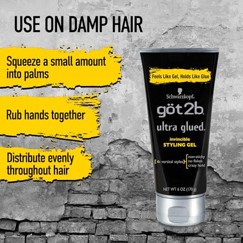 Got2b Ultra Glued Invincible Styling Hair Gel, 6 Ounce - Thumbnail 7