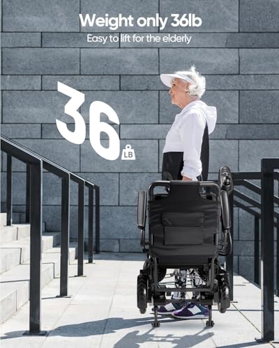 Image of Upgrade VERPAL 36lbs Lightweight Electric Wheelchair for Adults, Foldable Electric Wheelchair for Travel, Air Transport, 360W Power Wheelchair for All Terrain, Motorized Mobility Scooters