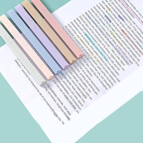 Image of Aesthetic Cute Highlighters and Pens - No Bleed, Mild, Soft Chisel Tip, Pastel Highlighters and Markers (Dual Tip, 6 Pcs)