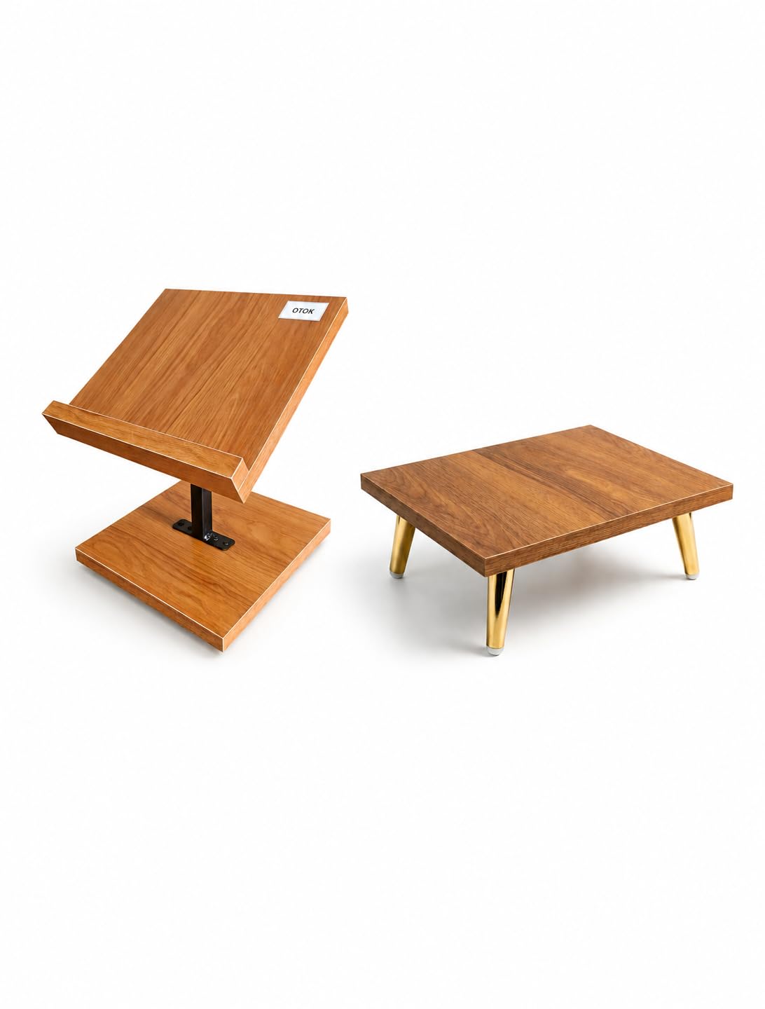 OTOK Wooden Book Stand & Pooja Stool Combo, Engineered Wood, Wooden Finish, for Home Temple, Stool 38x30 cm, Stand 30x25 cm (pusthak Stand, chouki Stool palaka)-image-21